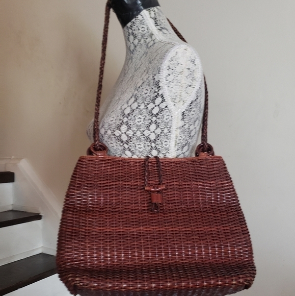 HP. Luna Borsa Genuine Leather Wicker Bag - Picture 4 of 16